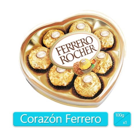Corazón Ferrero Rocher 100 g – Caja de 8 Bombones de Chocolate Premium