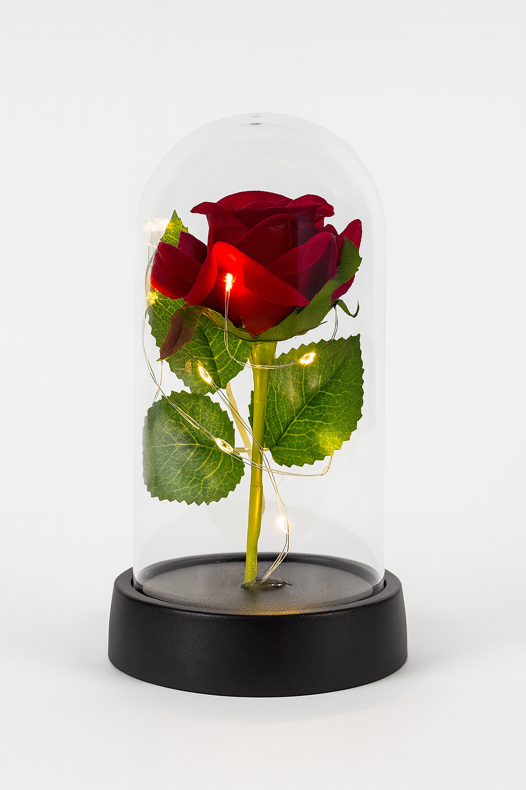 Rosa Eterna en Campana de Cristal con Luces LED – Inspirada en La Bella y la Bestia